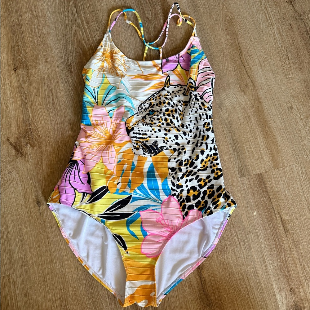 No Boundaries Colorful Leopard Print Women’s One Piece Swimsuit XL